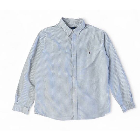 Polo Ralph Lauren Other - Polo Ralph Lauren Men’s Blue White Striped Button Up Shirt Long Sleeve Size XXL
